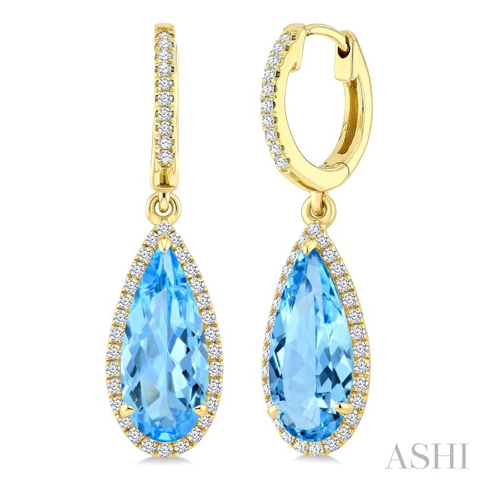 Evoque Gemstone Pear Shape & Halo Diamond Earrings