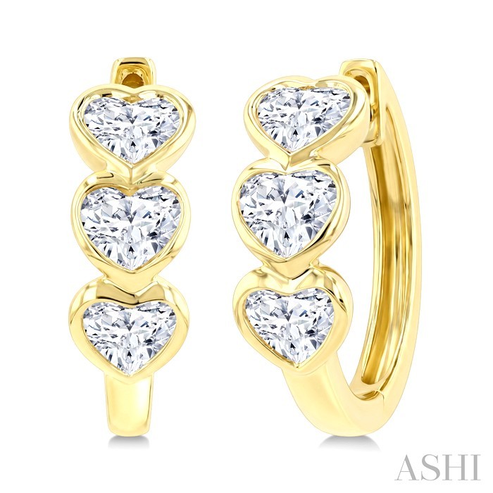 Heart Shape Bezel Diamond Huggie Earrings