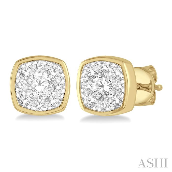 Cushion Shape Bezel Set Lovebright Essential Diamond Stud Earrings