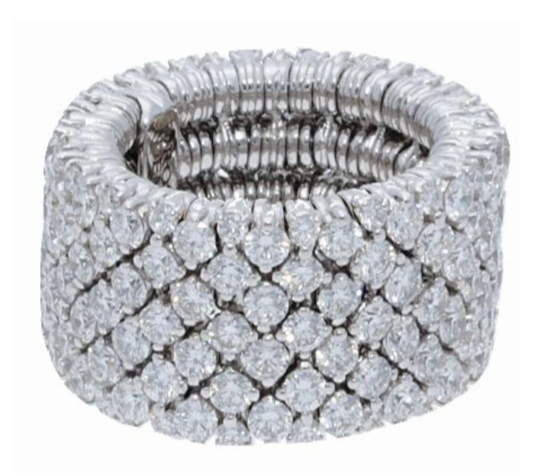  4 Row Diamond Stretch Ring by Roberto Demeglio at Deutsch Fine Jewelry