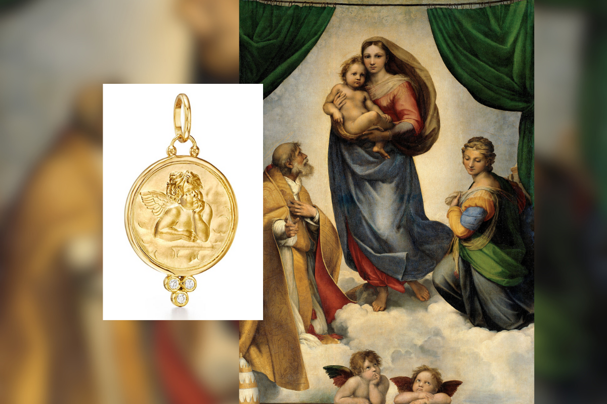 Sistine Madonna by Raphael and the Temple St. Clair Angel Pendant available at Deutsch Fine Jewelry