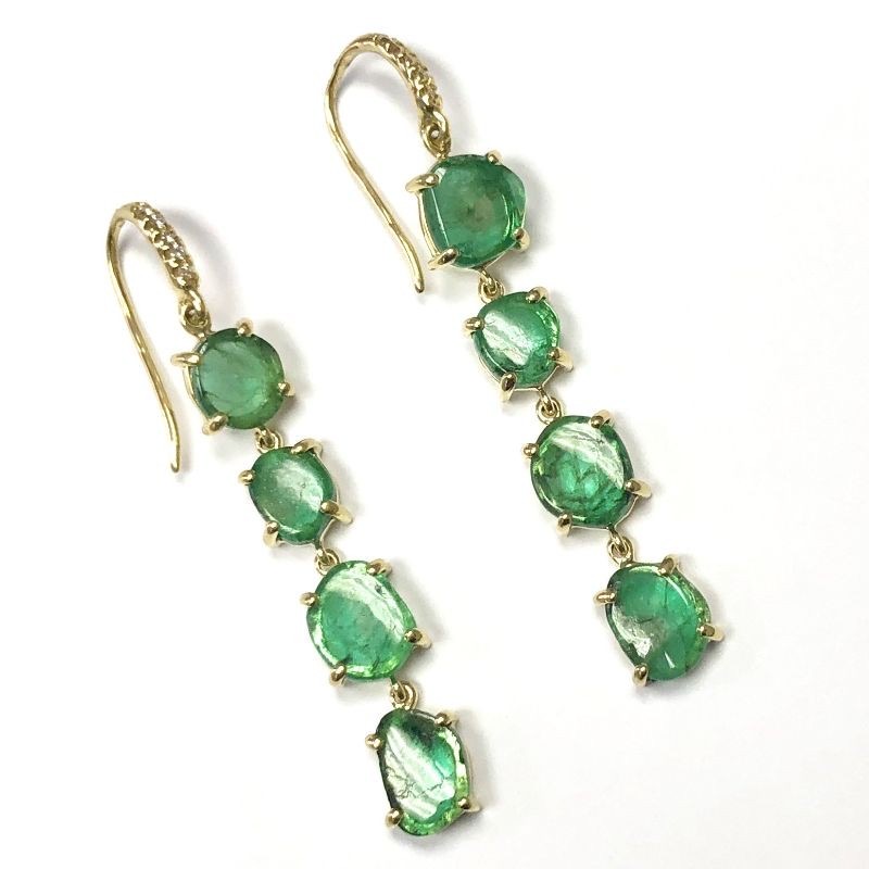Verdant Joyce Emerald Four Stone Earrings by Lauren K, available at Deutsch Fine Jewelry in Houston, Texas.