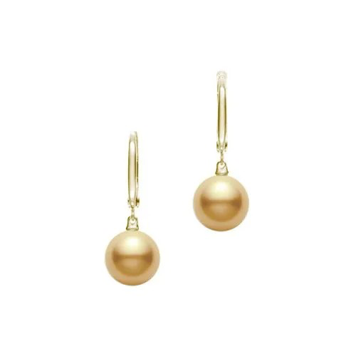 Immaculate Golden South Sea Cultured Pearl Earrings by Mikimoto, available at Deutsch Fine Jewelry in Houston, Texas.
