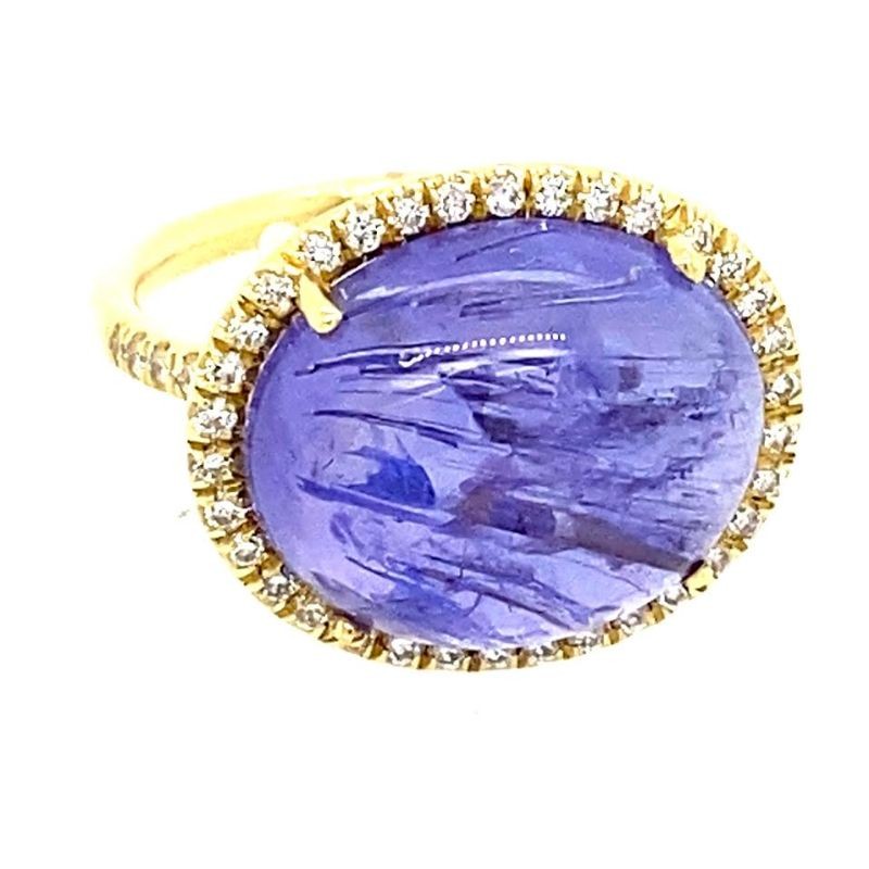 Gorgeous Cabochon Tanzanite Mischa Ring by Lauren K, available at Deutsch Fine Jewelry in Houston, Texas.