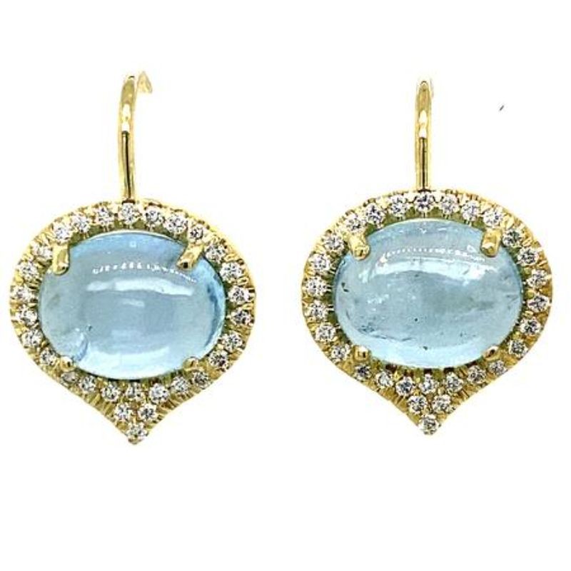 Teardrop Cabochon Aquamarine Jordan Earrings by Lauren K, available at Deutsch Fine Jewelry in Houston, Texas.