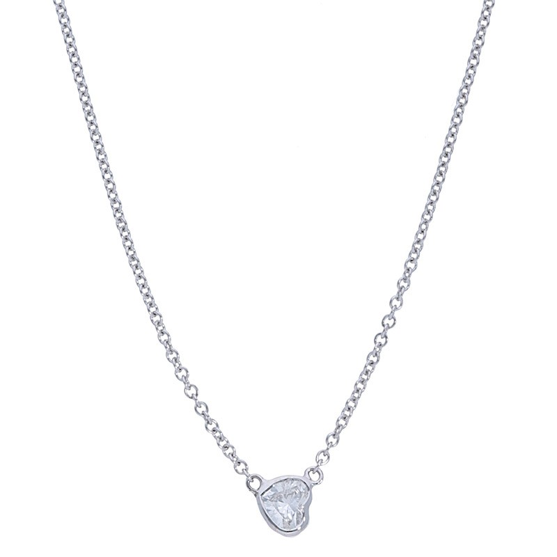 Icy Deutsch Signature Sideways Heart Bezel Diamond Necklace, available at Deutsch Fine Jewelry in Houston, Texas.