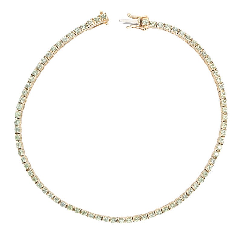 Pale green Deutsch Signature Green Sapphire Tennis Bracelet, available at Deutsch Fine Jewelry in Houston, Texas.