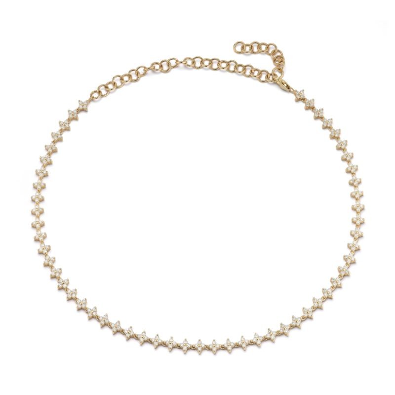 Stunning Deutsch Signature 4 Stone Cluster Diamond Choker Necklace, available at Deutsch Fine Jewelry in Houston, Texas.