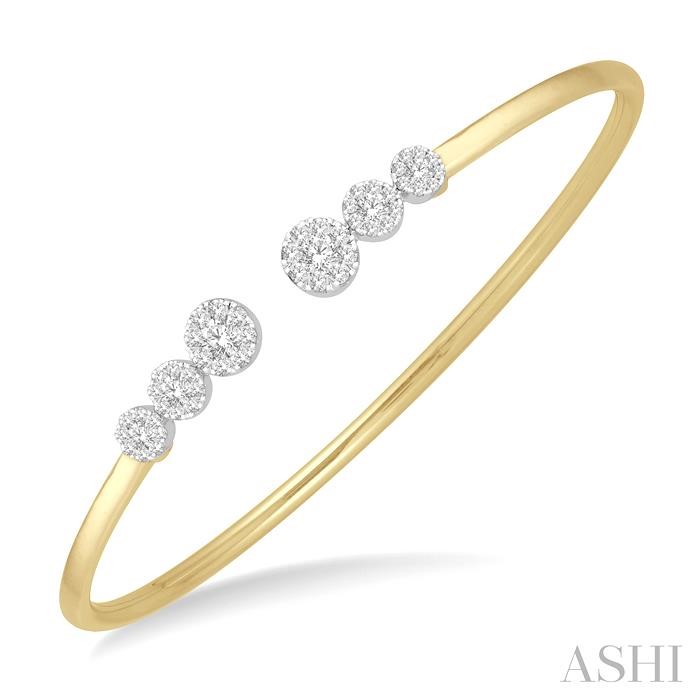 Gorgeous yellow gold Stackable Lovebright Diamond Open Cuff Bangle by Ashi, available at Deutsch Fine Jewelry in Houston, Texas.
