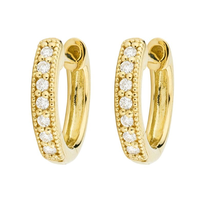 Classic Jude Frances Diamond Huggie Hoop Earrings, available at Deutsch Fine Jewelry in Houston, Texas.