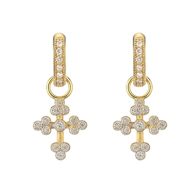 Stunning Tiny Provence Cross Earring Charms by Jude Frances, available at Deutsch Fine Jewelry in Houston, Texas.