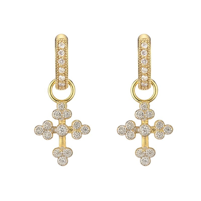 Stunning Tiny Provence Cross Earring Charms by Jude Frances, available at Deutsch Fine Jewelry in Houston, Texas.