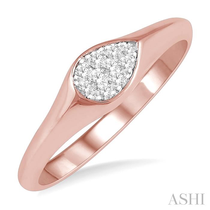 Gorgeous rose gold pear-shaped lovebright diamond signet ring by Ashi, available at Deutsch Fine Jewlery in Houston, Texas.