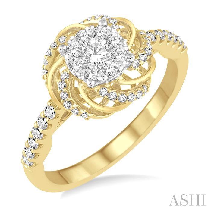 Yellow Gold Flower Lovebright Diamond Engagement Ring by Ashi, available at Deutsch Fine Jewelry in Houston, Texas.