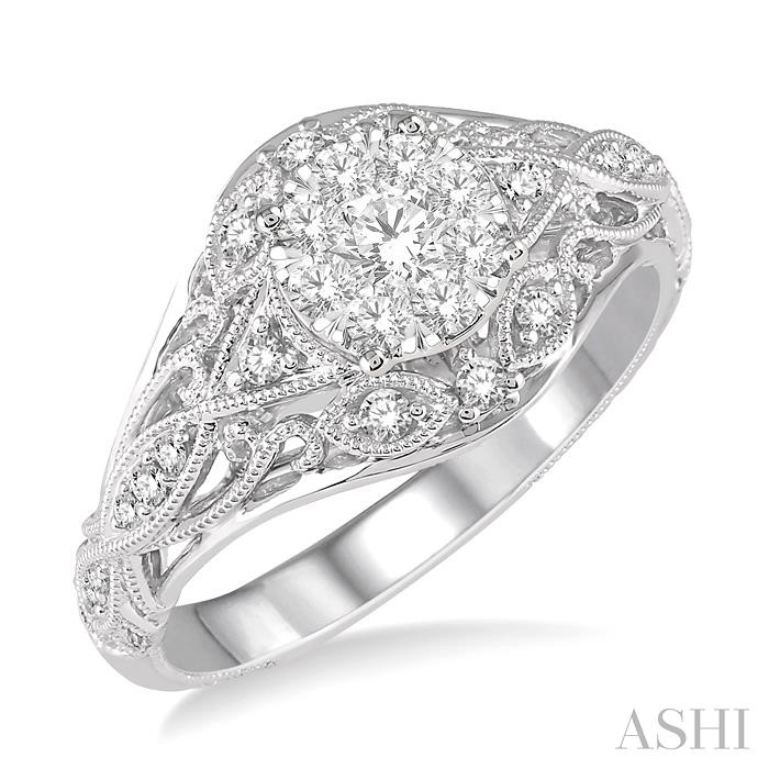 White Gold and vintage-inspired Lovebright Engagement Ring by Ashi, available at Deutsch Fine Jewelry in Houston, Texas.