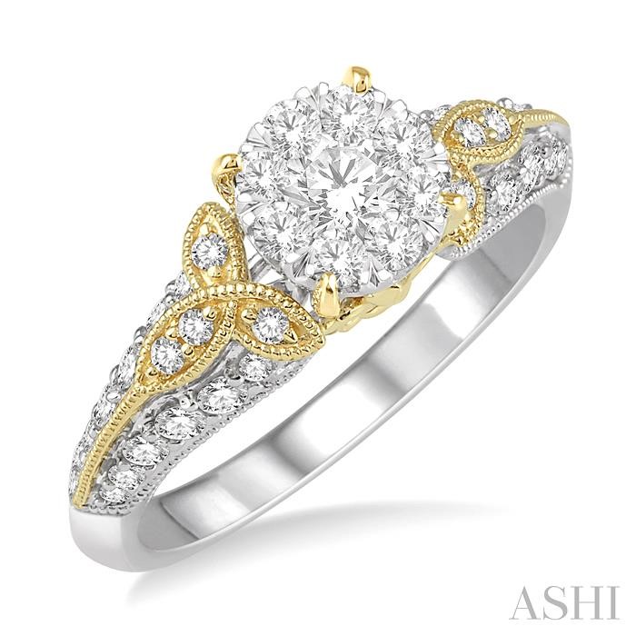 White gold and yellow gold Celtic trinity knot Lovebright Diamond Engagement Ring by Ashi, available at Deutsch Fine Jewelry in Houston, Texas.