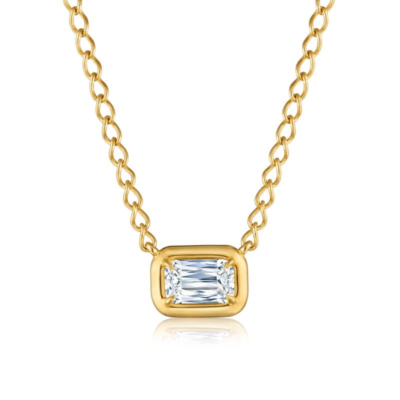 Exquisite yellow gold Ashoka diamond pendant by Kwiat, available at Deutsch Fine Jewelry in Houston, Texas.