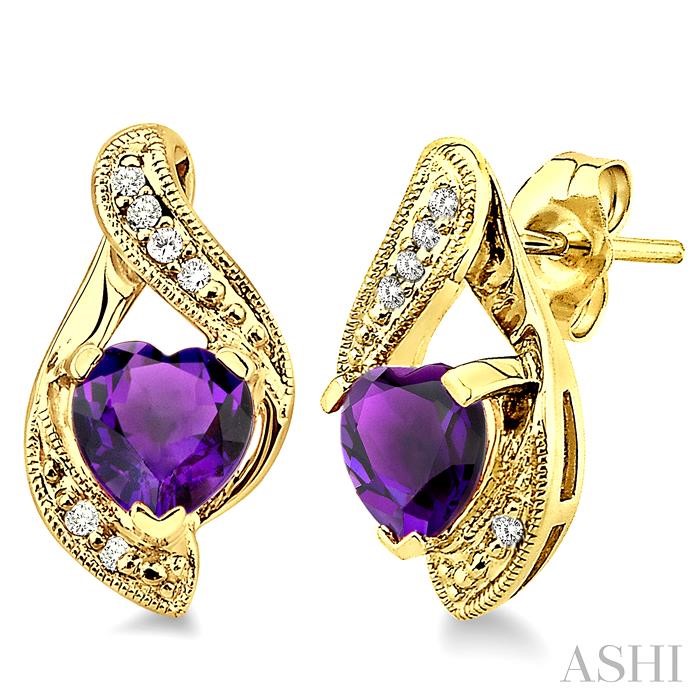 Stunning Amethyst Heart Shape Gemstone Diamond Earrings by Ashi, available at Deutsch Fine Jewelry in Houston, Texas.