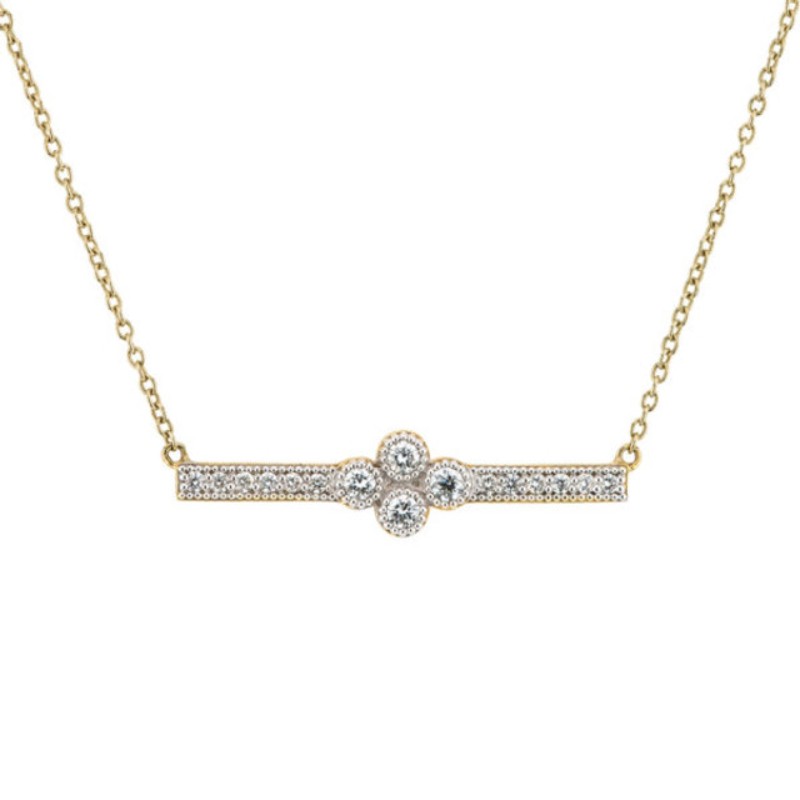 Sparkling Provence Diamond Bar Necklace in yellow gold by Jude Frances, available at Deutsch Fine Jewelry in Houston, Texas.