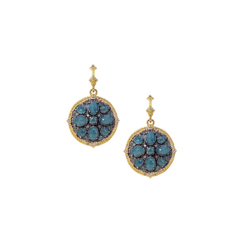 Gorgeous gold and Grandidierite Drop Earrings by Armenta, available at Deutsch Fine Jewelry in Houston, Texas.
