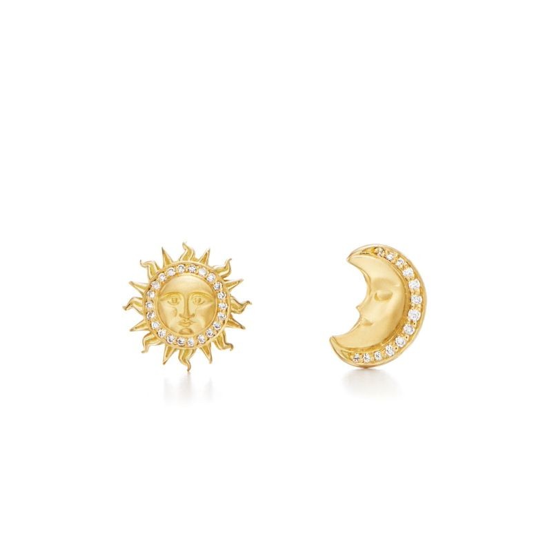 Gold and diamond 18k Sole Luna Earrings by Temple St. Clair, available at Deutsch Fine Jewelry in Houston, Texas.