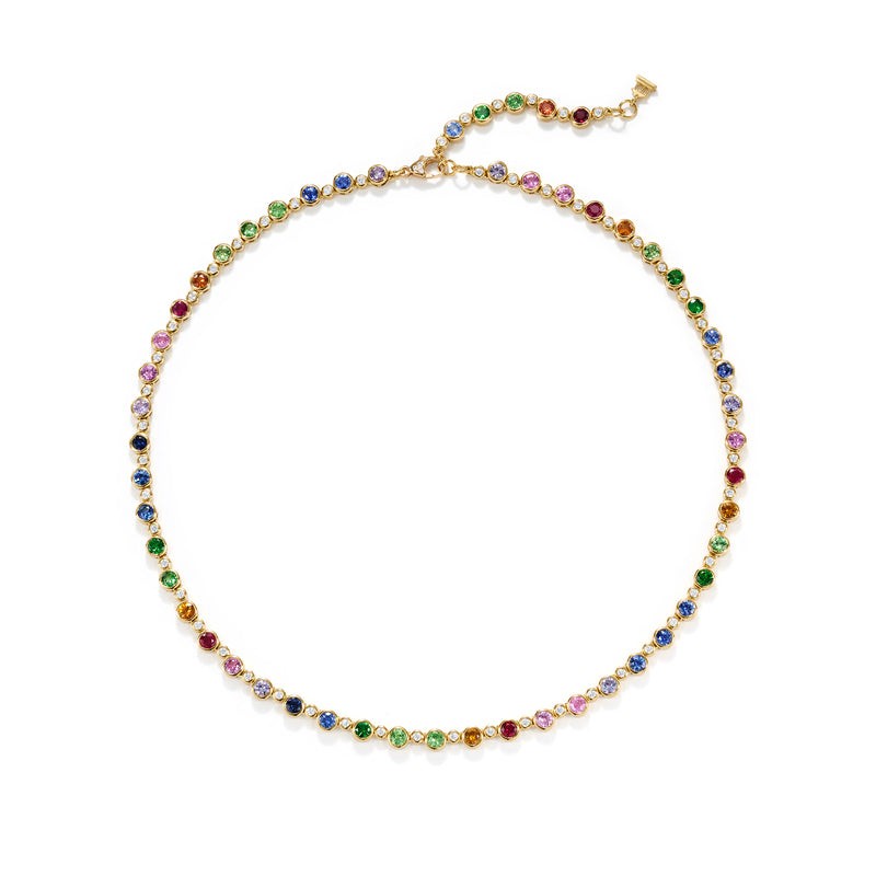 Prismatic 18k Rainbow Eternity Necklace by Temple St. Clair, available at Deutsch Fine Jewelry.