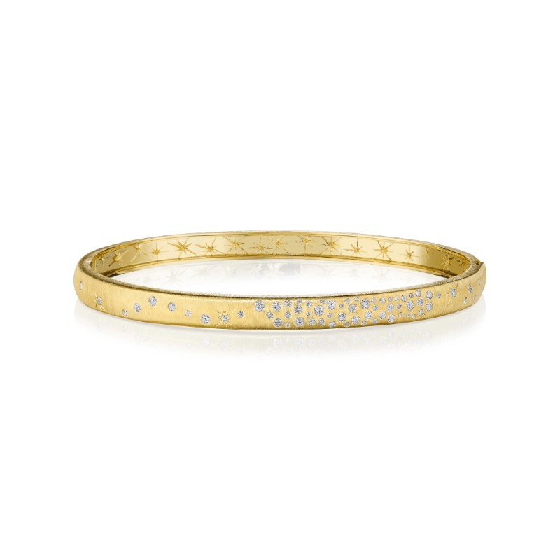 Intricate 18K Gold Thin Galaxy Bangle Bracelet by Penny Preville, available at Deutsch Fine Jewelry in Houston, Texas.