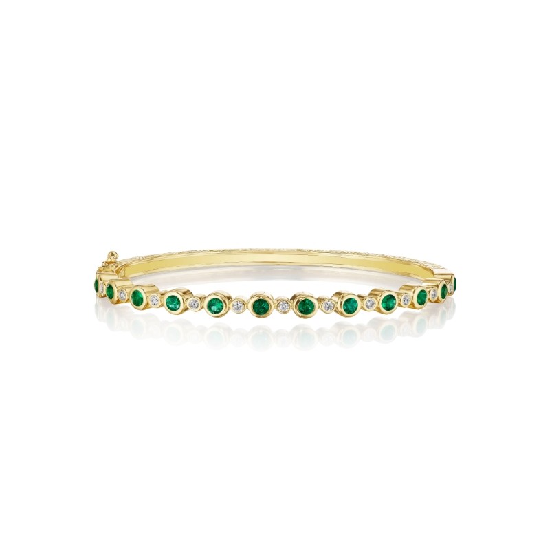 Yellow gold Emerald Aura Bangle Bracelet by Penny Preville, available at Deutsch Fine Jewelry in Houston, Texas.