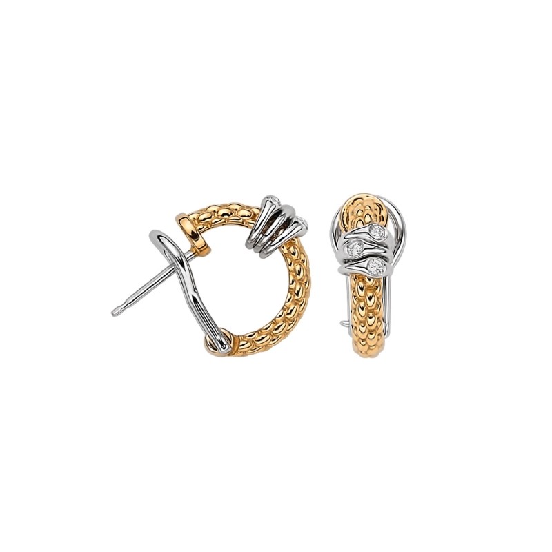 Elegant yellow gold chain huggie hoop Earrings with Dias by Fope, available at Deutsch Fine Jewelry in Houston, Texas.