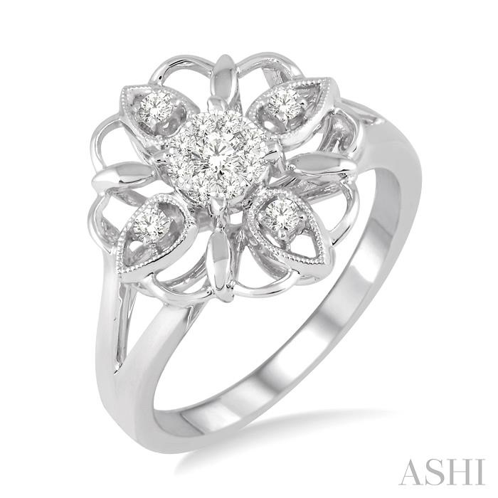 Sparkling Round Shape Lovebright Diamond Flower Fashion Ring by Ashi, available at Deutsch Fine Jewelry.
