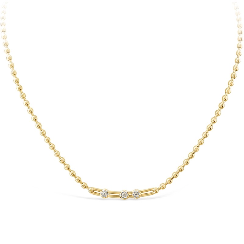 Yellow gold Pave Sliding Disc Top Necklace by Hulchi Belluni, available at Deutsch Fine Jewelry in Houston, Texas.