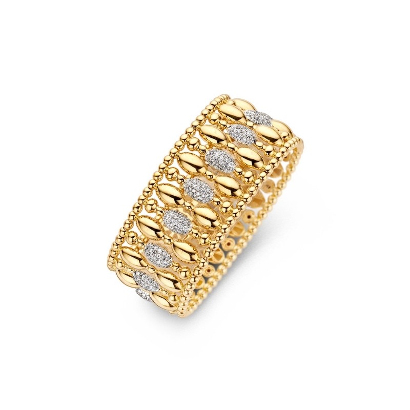Gorgeous yellow gold Oval Bead Wide Tresore Stretch Bracelet, available at Deutsch Fine Jewelry in Houston, Texas.