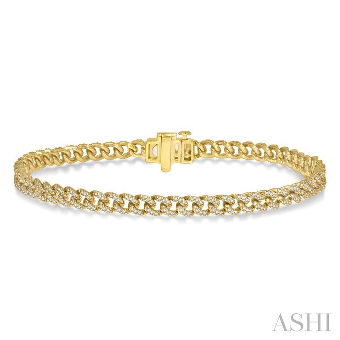 ASHI CURB & CUBAN DIAMOND FASHION BRACELET