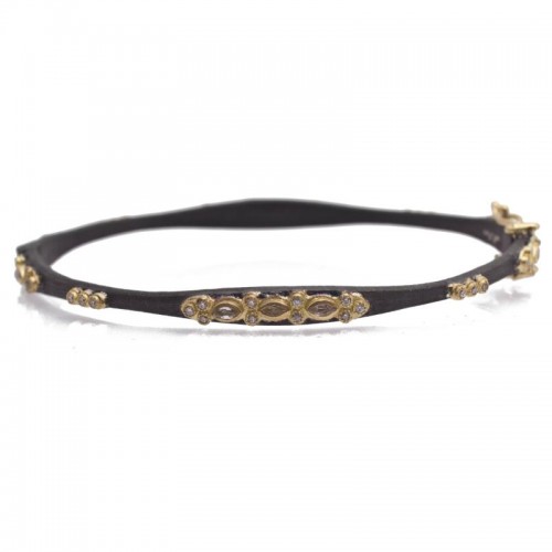 Armenta 18K Yellow Gold & Sterling Silver Hinged Bangle With White Sapphires & Diamond