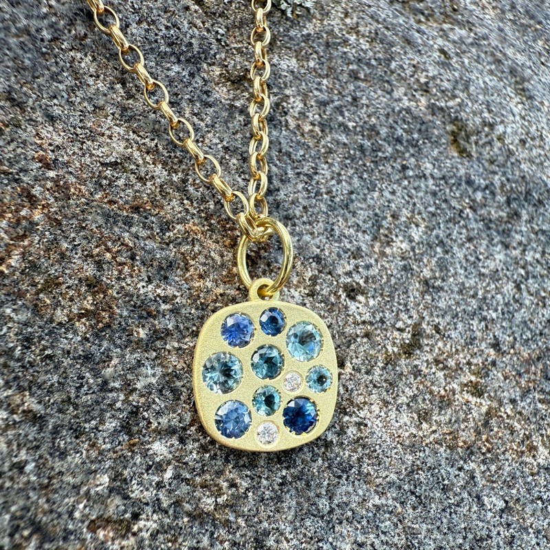 Aquamarine and Blue Sapphire Giselle Necklace
