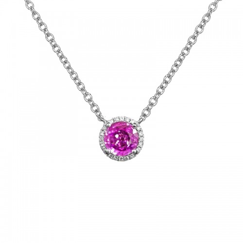 Jyes's Diamond Pave Halo Pendant Necklace