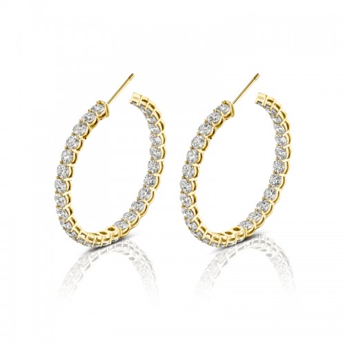Norman Silverman Norman Silverman Signature Diamond Hoop In Yellow Gold