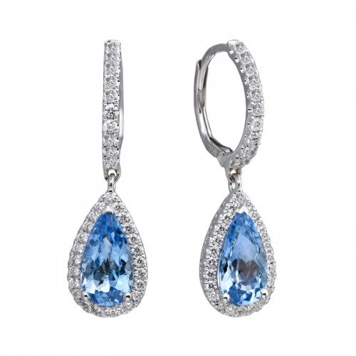 Jyes's Diamond Pave Halo Dangle Huggie Top Earrings