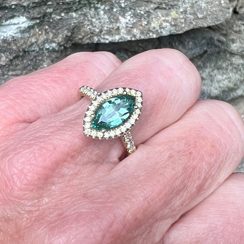 Marquis Shape Green Tourmaline Mischa Ring