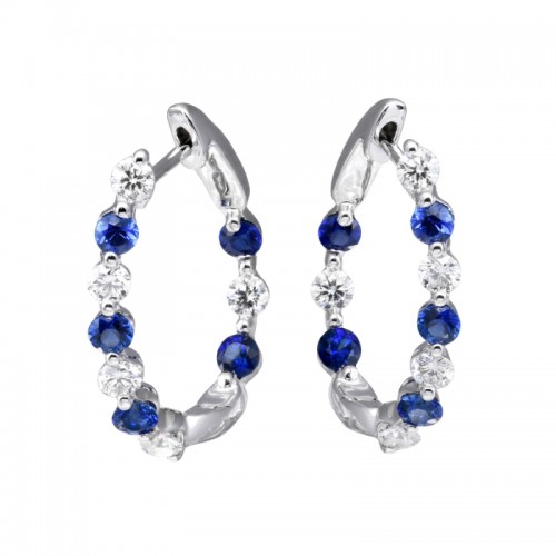 Jyes's Diamond Alt In/Out Oval Small Hoop Earrings