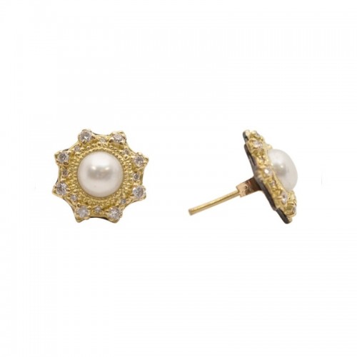 Armenta Large Carved Sunburst Stud Earrings