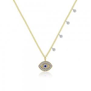 Meira T Sapphire and Diamond Evil Eye Necklace