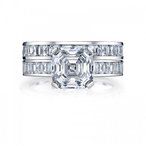Deutsch Signature Eternity Bridal Set with Channel Set Asscher Diamonds