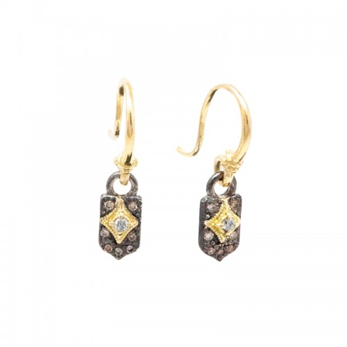 Armenta Round champagne And Grey Diamonds Crivelli Drop Earrings