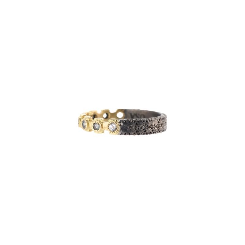 Armenta 18K Yellow Gold Stackable Cross Band Ring