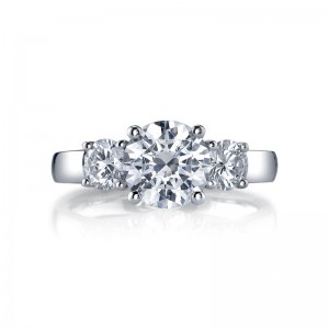 Deutsch Signature Round Cut  3-Stone Rings Semi Mount
