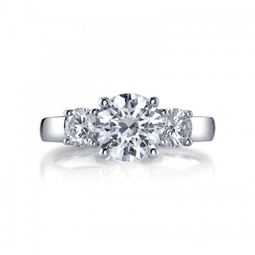 Deutsch Signature Round Cut  3-Stone Rings Semi Mount