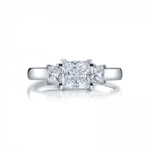 Deutsch Signature Princess Cut  3-Stone Rings Semi Mount
