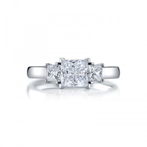 Deutsch Signature Princess Cut  3-Stone Rings Semi Mount