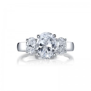 Deutsch Signature Oval Cut  3-Stone Rings Semi Mount